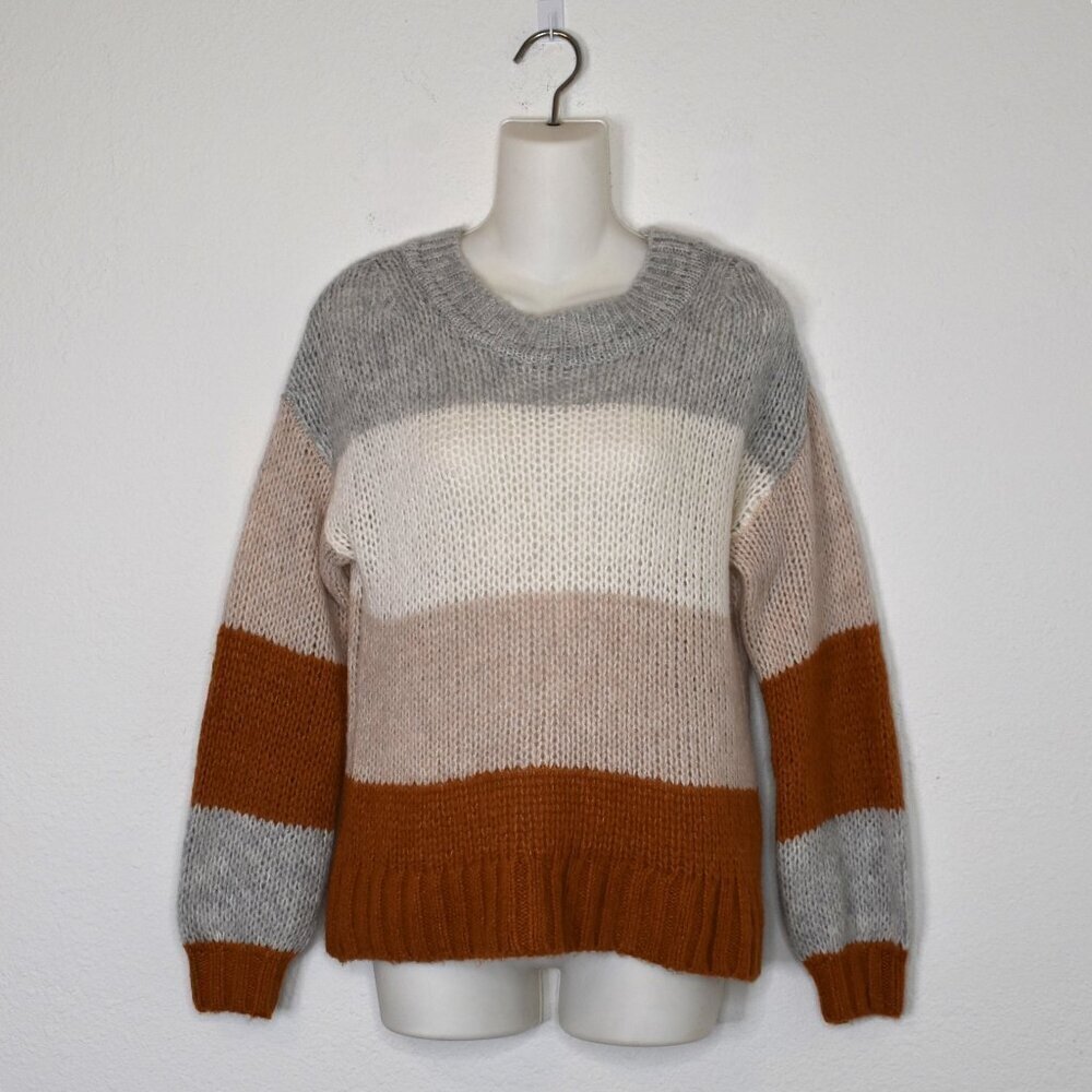 GAP Alpaca Wool Sweater Sz S Colorblock Slouchy Neutral Minimalist Boho